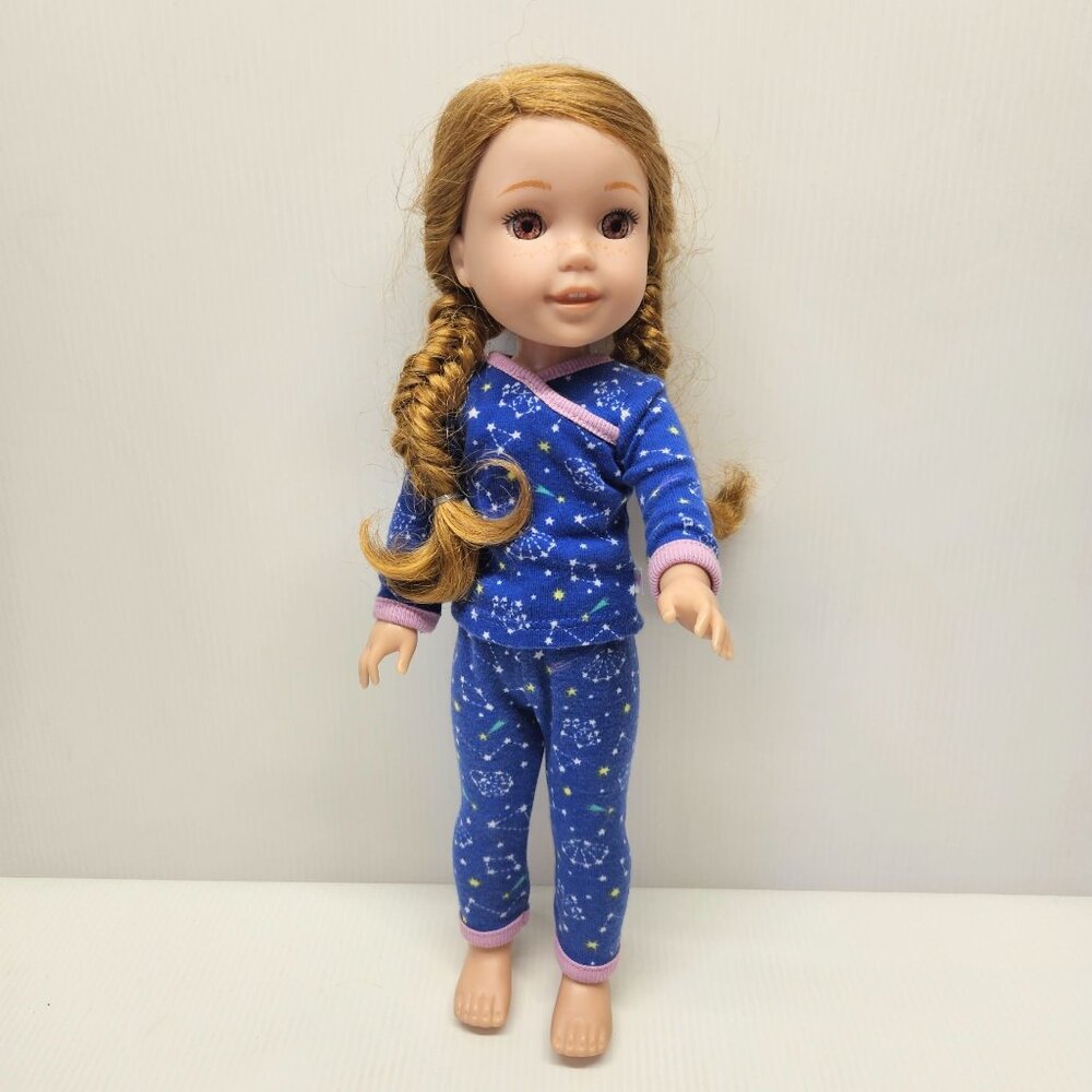 American Girl WellieWishers Willa Doll Red Hair Hazel Eyes Starry Sky Pajamas